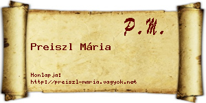 Preiszl Mária névjegykártya