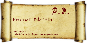 Preiszl Mária névjegykártya